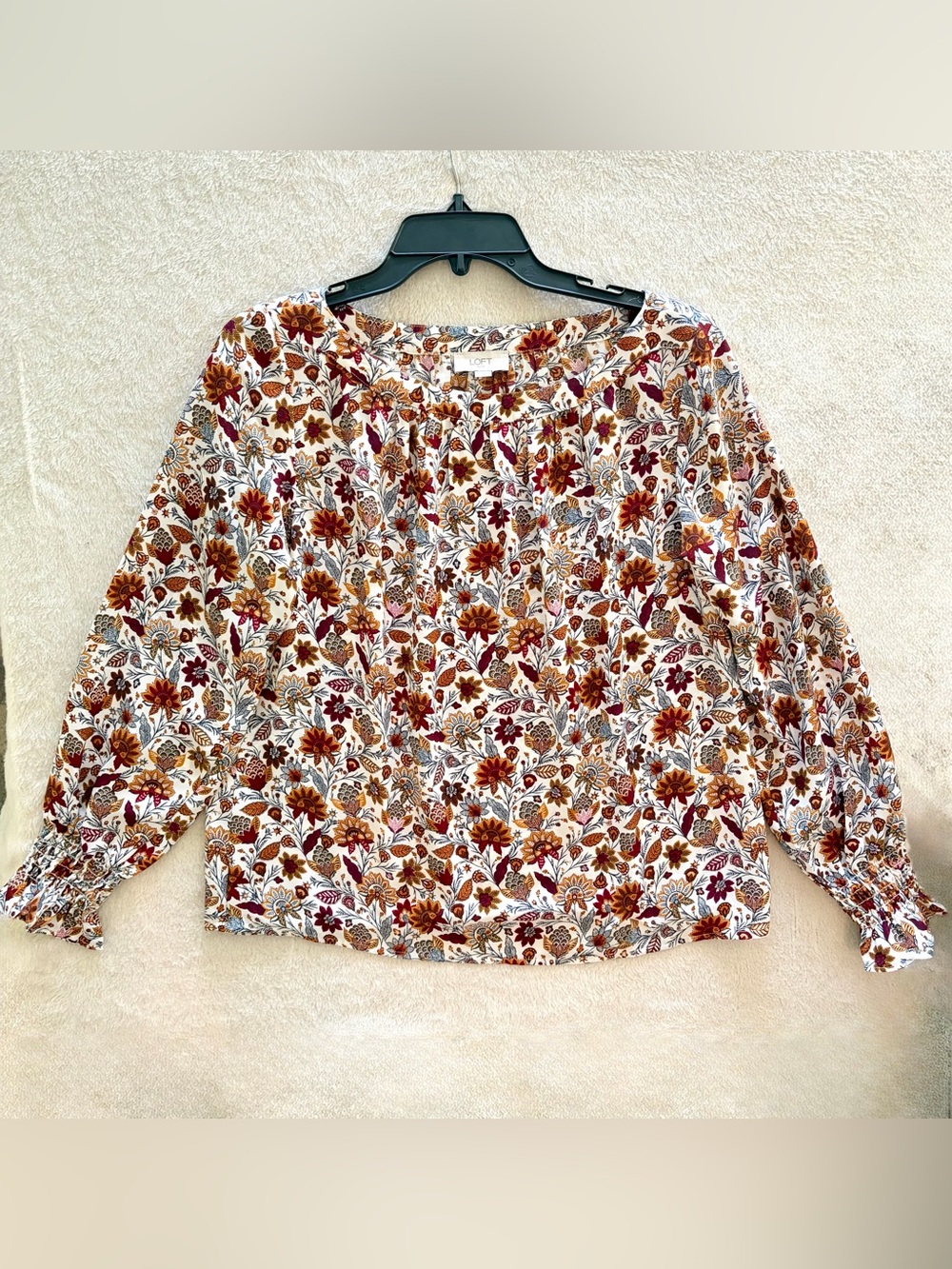 NWT LOFT Multicolor Floral Long Sleeve Peasant Blouse